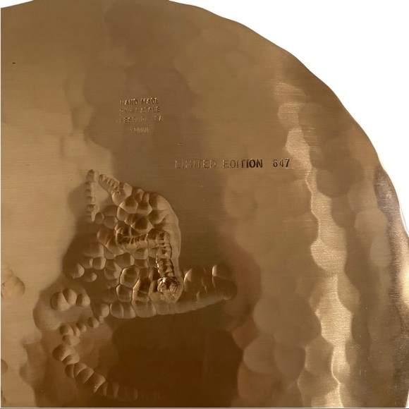 Vtg Solid Bronze Hand-Crafted Bobcat Plate Natale - Picture 4 of 7